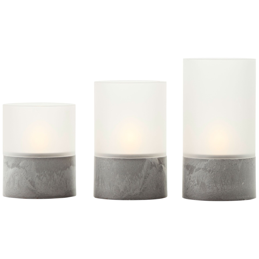 Brilliant - set van 3 LED-kaarsen BOUGIE LED/2xAA IP44 grijs/wit