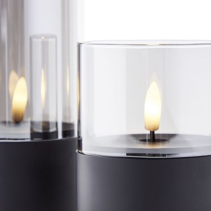 Brilliant - Set van 3 LED-kaarsen BOUGIE LED/2xAA IP44 zwart/rookkleurig