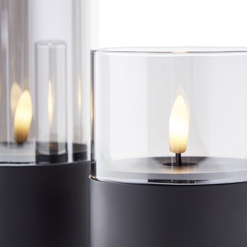 Brilliant - Set van 3 LED-kaarsen BOUGIE LED/2xAA IP44 zwart/rookkleurig