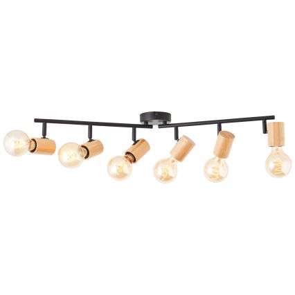 Brilliant - Spotlamp KERRY 6xE27/40W/230V zwart/bamboe
