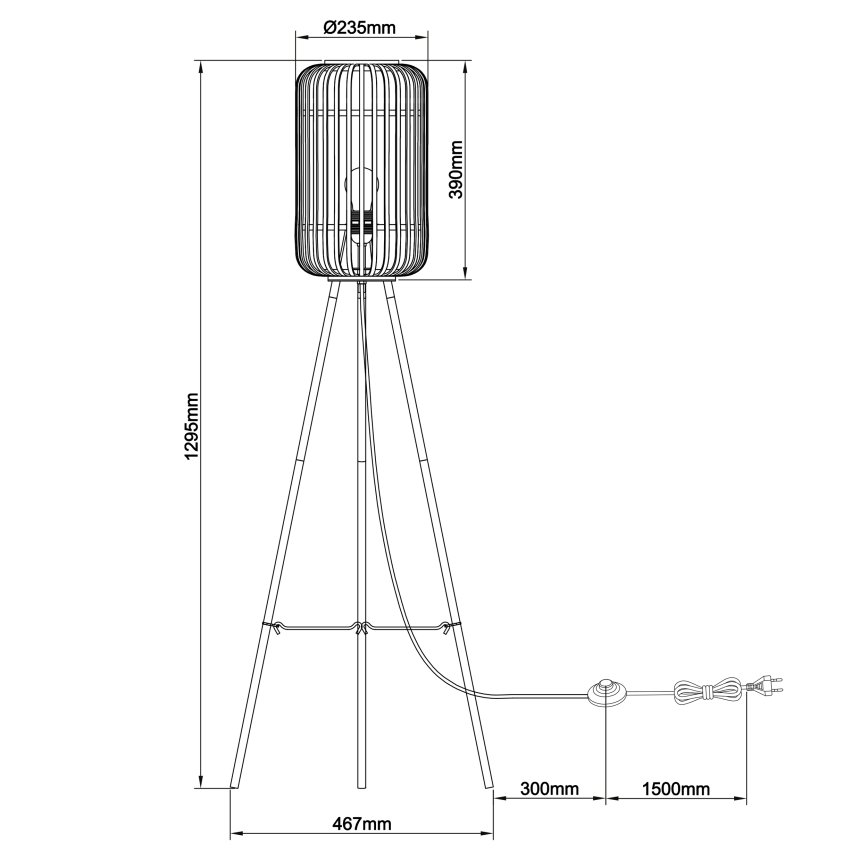 Brilliant - Vloerlamp WOODROW 1xE27/60W/230V bamboe