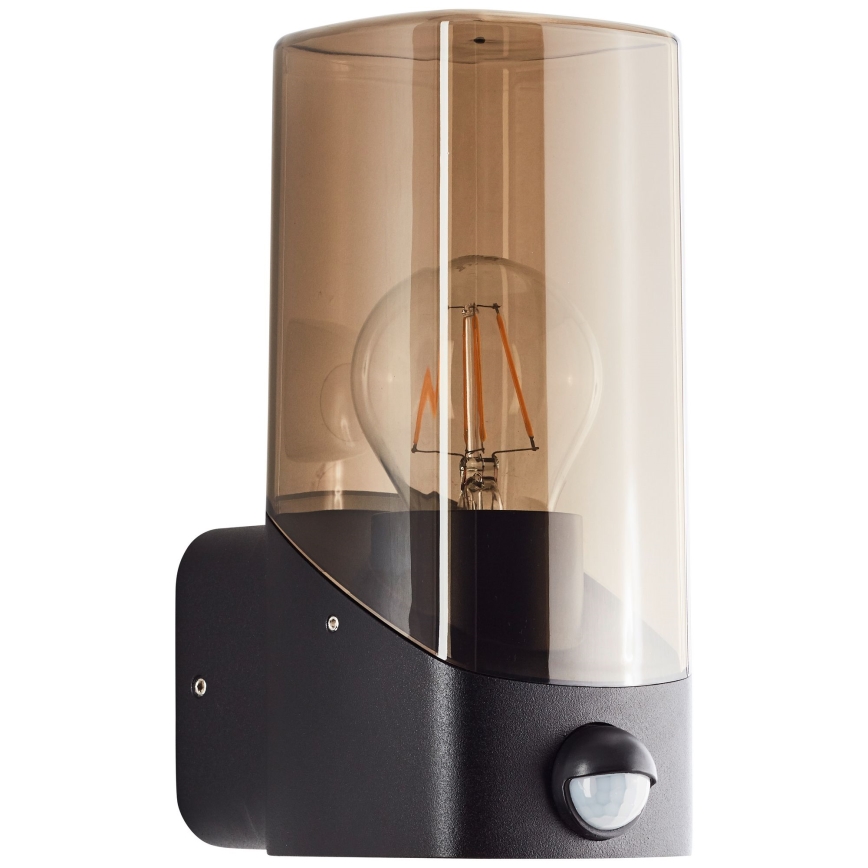 Brilliant - Wandlamp voor buiten met sensor MINOU 1xE27/10W/230V IP44 zwart/gerookt