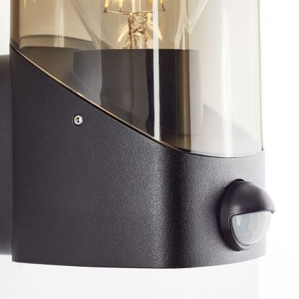 Brilliant - Wandlamp voor buiten met sensor MINOU 1xE27/10W/230V IP44 zwart/gerookt