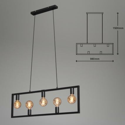 Brilo 4028-055 - Hanglamp aan een koord KOTAK VINTAGE 5xE27/40W/230V