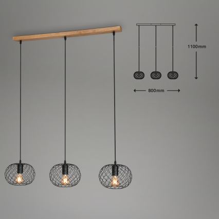 Brilo 4037-035 - Hanglamp met kabel 3xE27/40W/230V