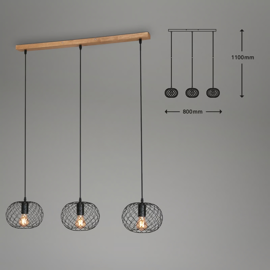 Brilo 4037-035 - Hanglamp met kabel 3xE27/40W/230V