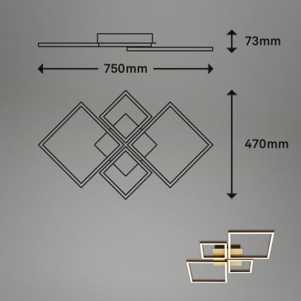 Brilo - Dimbare LED bevestigde hanglamp FRAME LED/44W/230V