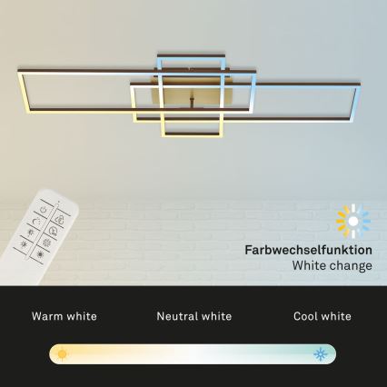 Brilo - Dimbare LED bevestigde hanglamp FRAME LED/51W/230V 2700-5000K bruin/goud + afstandsbediening