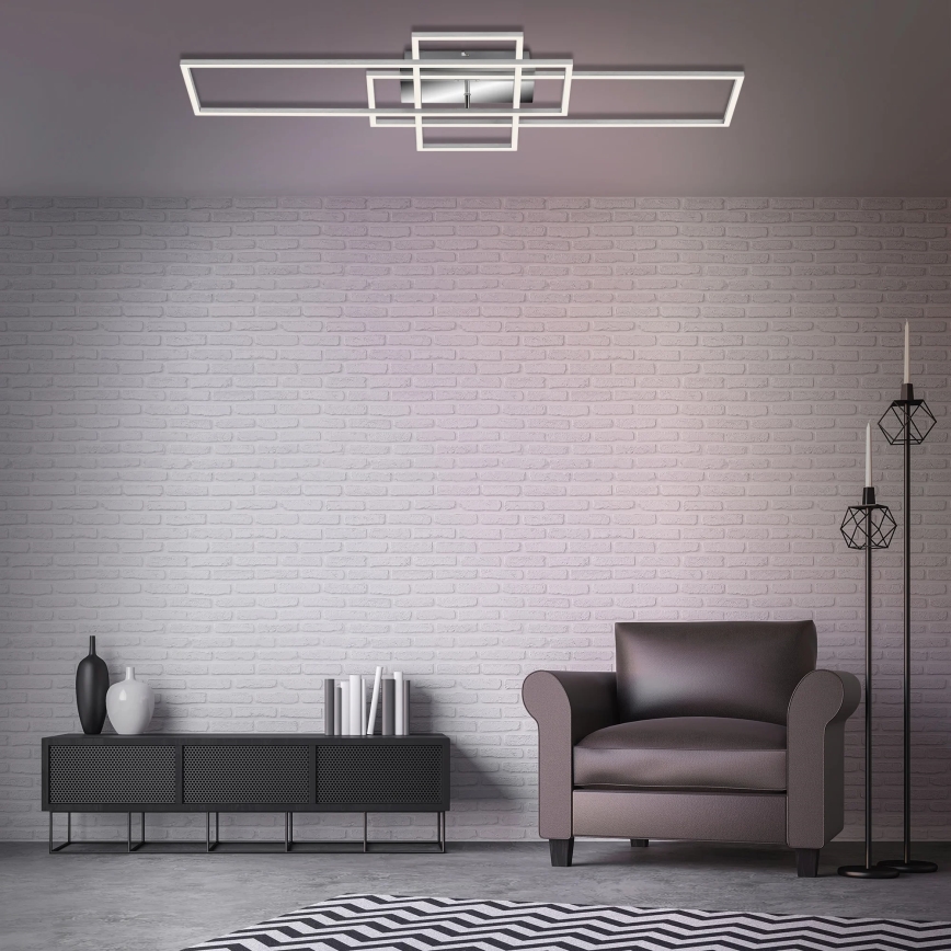 Brilo - Dimbare LED bevestigde hanglamp FRAME LED/51W/230V 2700-5000K mat chroom + afstandsbediening