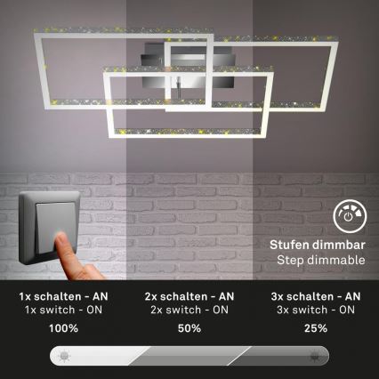 Brilo - Dimbare LED plafondlamp FRAME LED/57W/230V 3000K mat chroom