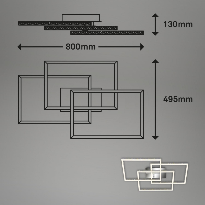 Brilo - Dimbare LED plafondlamp FRAME LED/57W/230V 3000K mat chroom