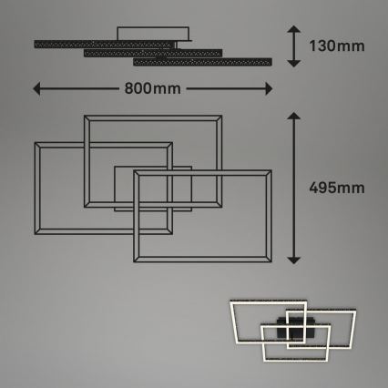 Brilo - Dimbare LED plafondlamp FRAME LED/57W/230V 3000K zwart