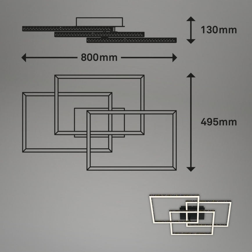 Brilo - Dimbare LED plafondlamp FRAME LED/57W/230V 3000K zwart