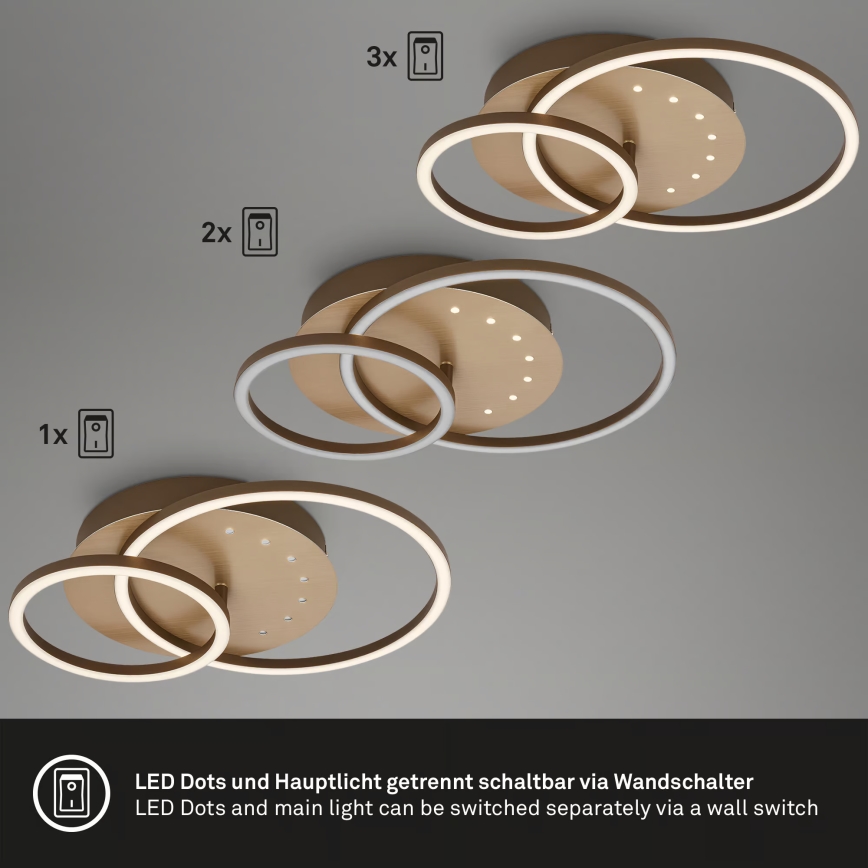 Brilo - dimbare LED-plafondlamp LED/26W/230V 3000K bruin