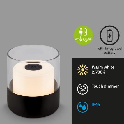 Brilo - Dimbare oplaadbare buitentafellamp LILET LED/2W/5V IP44