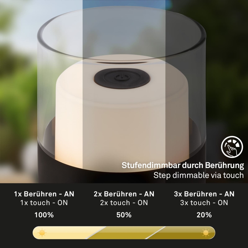 Brilo - Dimbare oplaadbare buitentafellamp LILET LED/2W/5V IP44