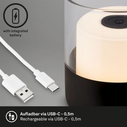 Brilo - Dimbare oplaadbare buitentafellamp LILET LED/2W/5V IP44
