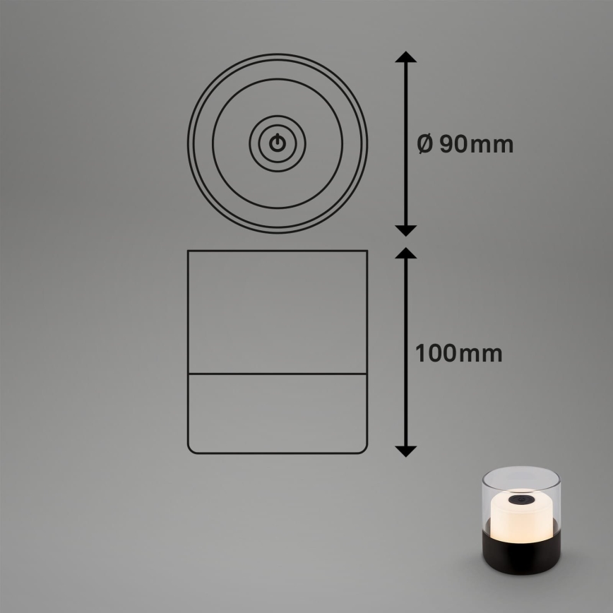 Brilo - Dimbare oplaadbare buitentafellamp LILET LED/2W/5V IP44