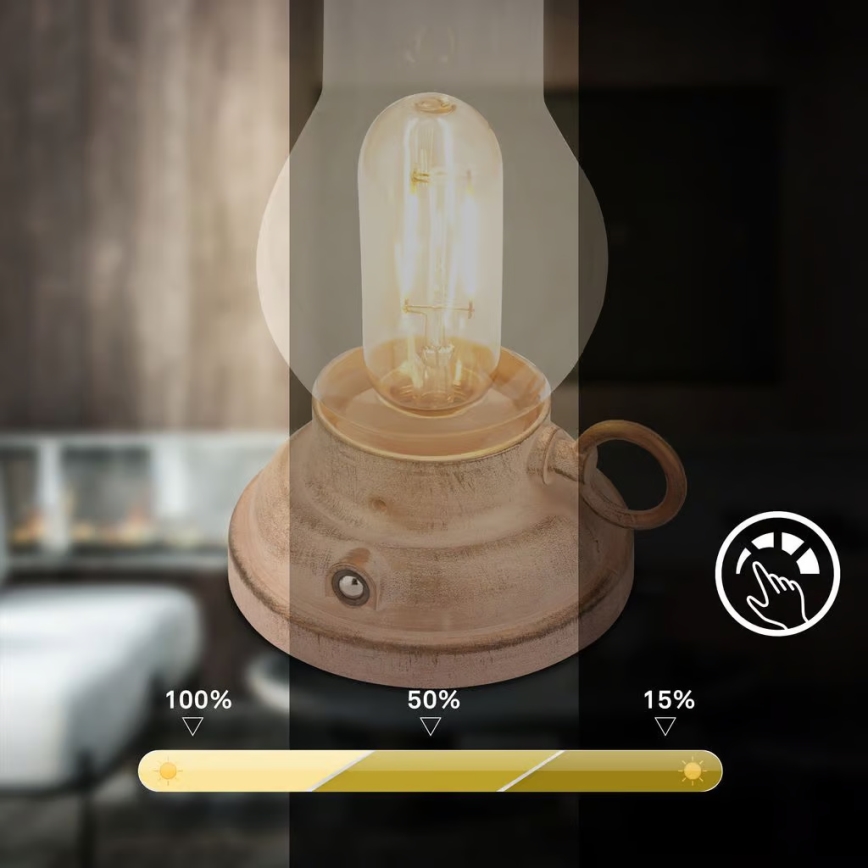 Brilo - Dimbare LED oplaadbare buitentafellamp KANEA LED/1,5W/5V IP44 1200 mAh beige