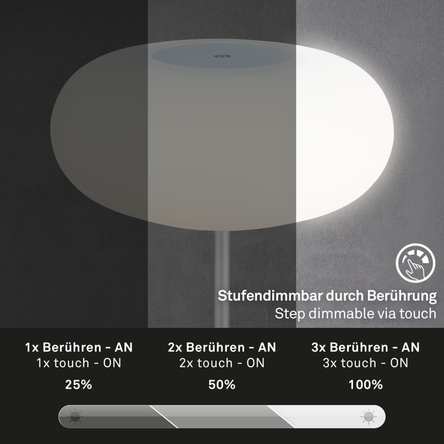 Brilo - Dimbare oplaadbare LED-tafellamp voor buiten OLANA LED/3W/5V IP44