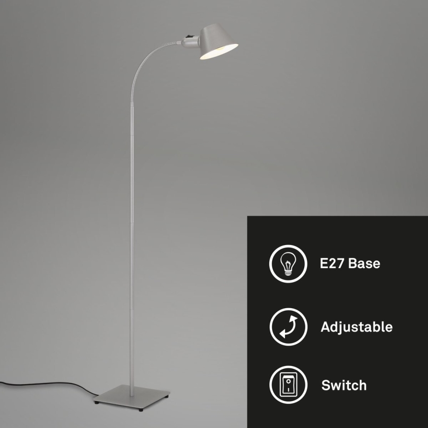 Brilo - Flexibel Staande lamp 1xE27/10W/230V zilver