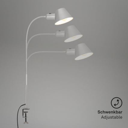 Brilo - Flexibel tafellamp met clip 1xE27/10W/230V zilver