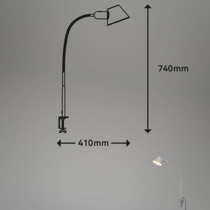Brilo - Flexibel tafellamp met clip 1xE27/10W/230V zilver