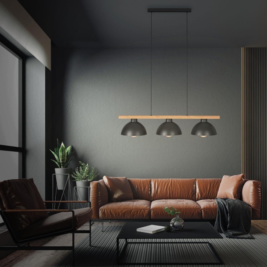 Brilo - Hanglamp aan een koord 3xE27/40W/230V rubberen boom