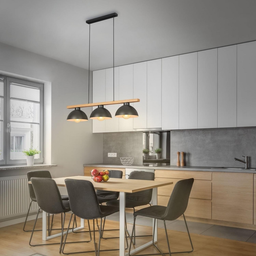 Brilo - Hanglamp aan een koord 3xE27/40W/230V rubberen boom