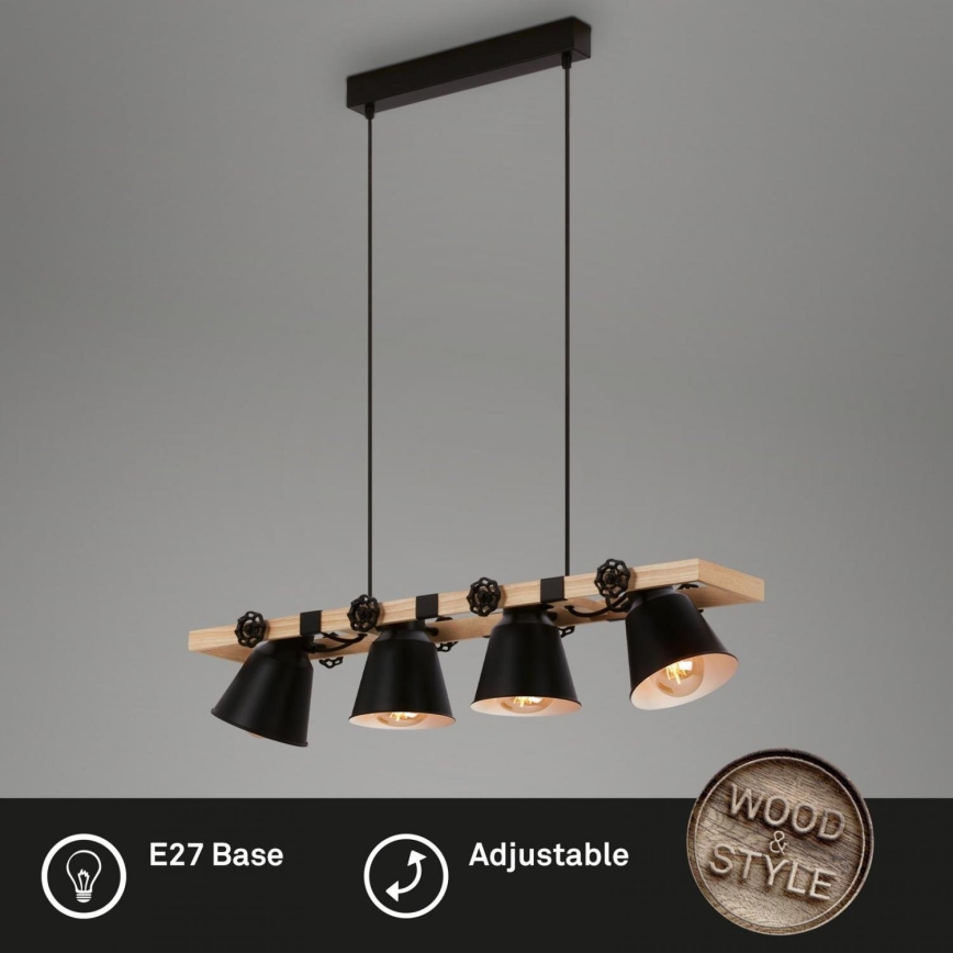 Brilo - Hanglamp aan een koord TALLE 4xE27/40W/230V rubberen boom