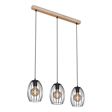 Brilo - Hanglamp aan een koord WAKTU 3xE27/60W/230V rubberen boom