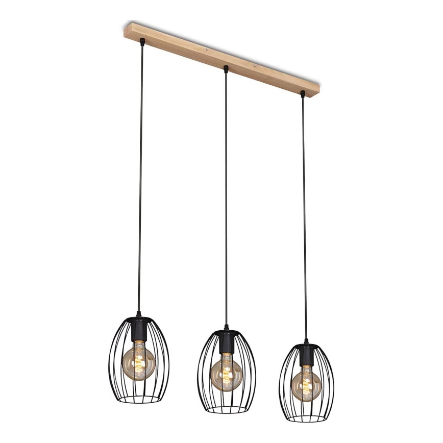 Brilo - Hanglamp aan een koord WAKTU 3xE27/60W/230V rubberen boom