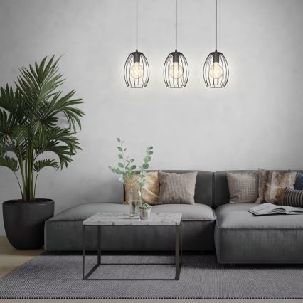 Brilo - Hanglamp aan een koord WAKTU 3xE27/60W/230V rubberen boom