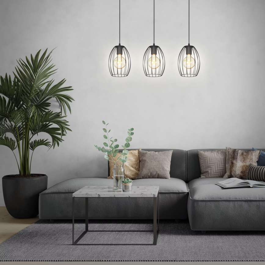 Brilo - Hanglamp aan een koord WAKTU 3xE27/60W/230V rubberen boom