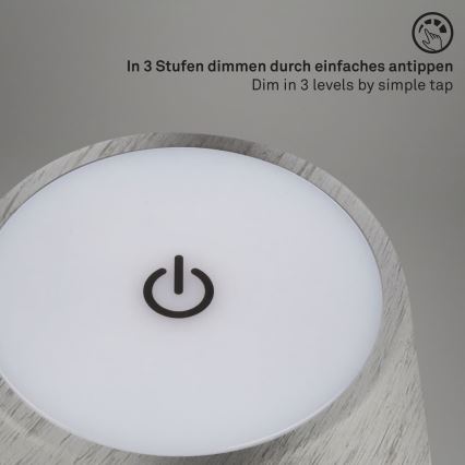 Brilo - Dimbare oplaadbare buitentafellamp met aanraakbediening KIKI LED/2,6W/5V IP44 2600 mAh zilver