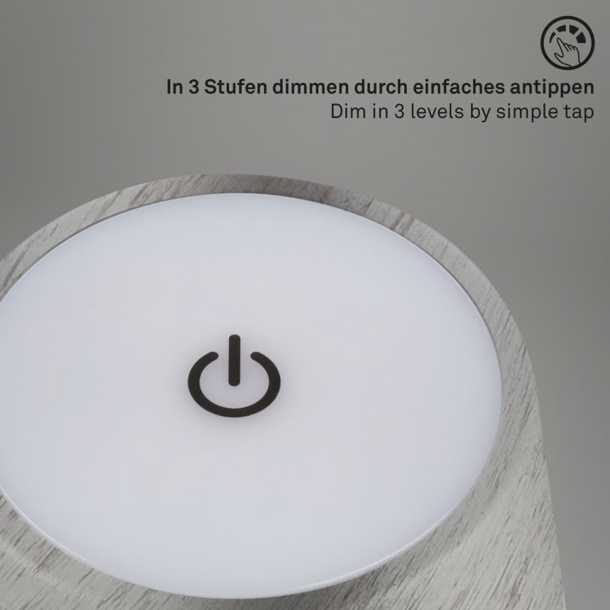 Brilo - Dimbare oplaadbare buitentafellamp met aanraakbediening KIKI LED/2,6W/5V IP44 2600 mAh zilver