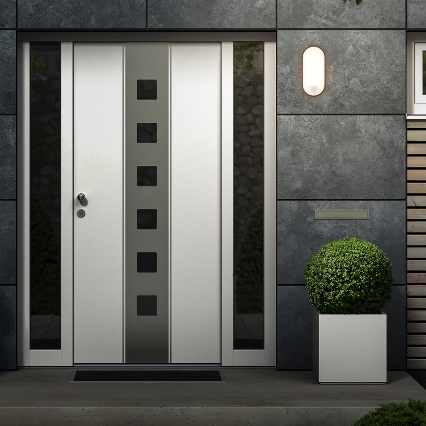 Brilo - LED buitenmuurlamp met bewegings- en schemersensor RUCH LED/12W/230V IP65 zwart