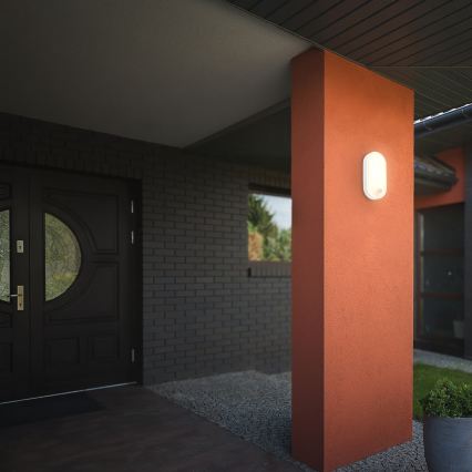 Brilo - LED buitenwandlamp met bewegings- en schemersensor RUCH LED/12W/230V IP65 wit