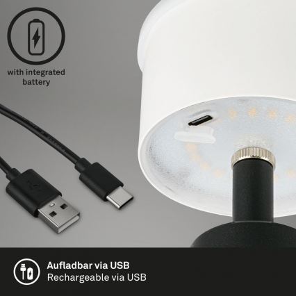 Brilo - LED Dimbaar rechargeable buitenshuis tafellamp LED/3,5W/5V IP44 zwart