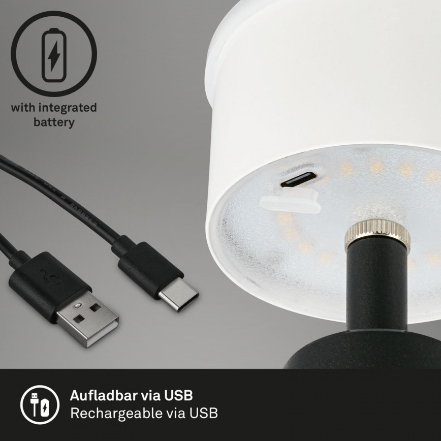 Brilo - LED Dimbaar rechargeable buitenshuis tafellamp LED/3,5W/5V IP44 zwart