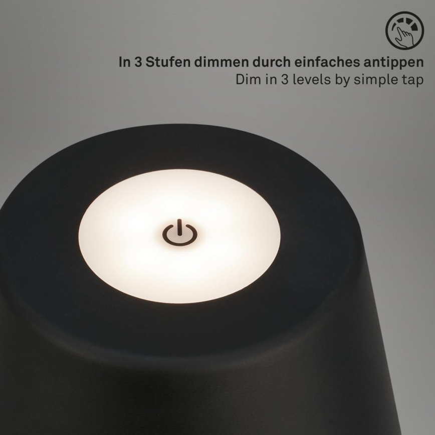 Brilo - LED Dimbaar rechargeable buitenshuis tafellamp LED/3,5W/5V IP44 zwart