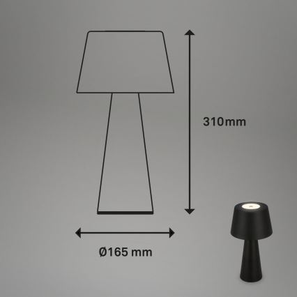 Brilo - LED Dimbaar rechargeable buitenshuis tafellamp LED/3,5W/5V IP44 zwart