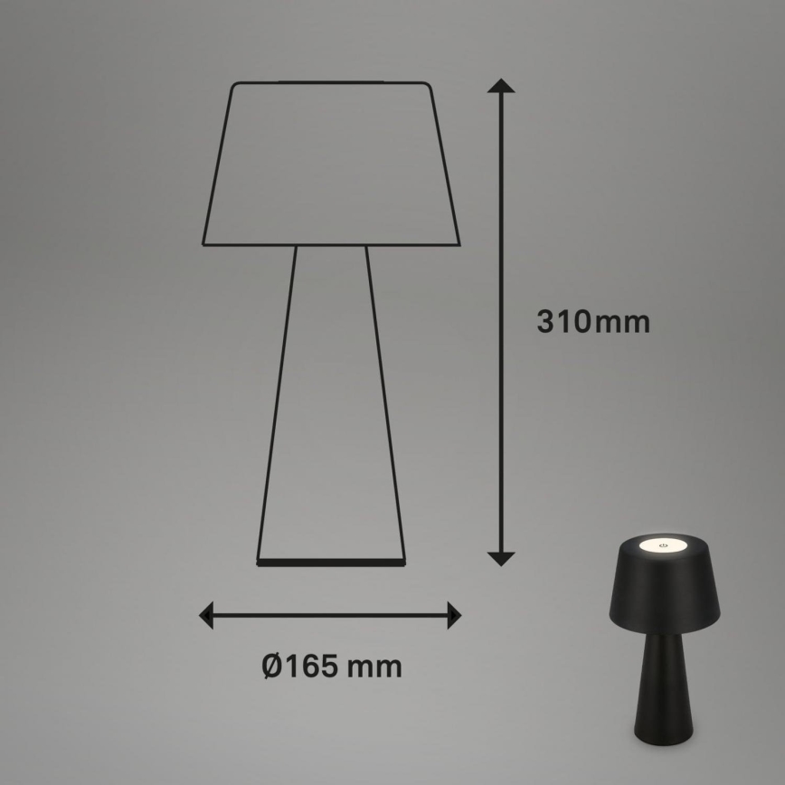 Brilo - LED Dimbaar rechargeable buitenshuis tafellamp LED/3,5W/5V IP44 zwart