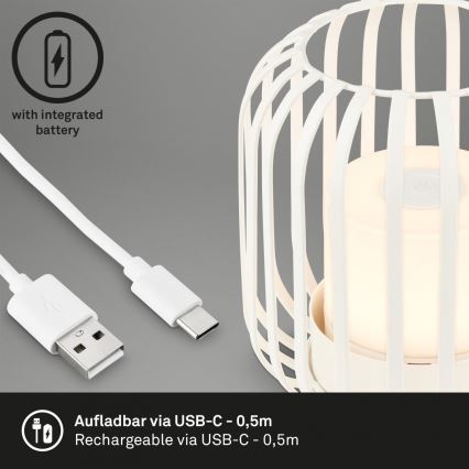 Brilo - LED Dimbaar rechargeable buitenshuis tafellamp LED/2W/5V IP44 wit