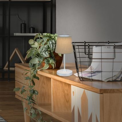 Brilo - LED Dimbaar oplaadbaar buitenshuis tafellamp LED/3W/5V IP44 zilver/beige