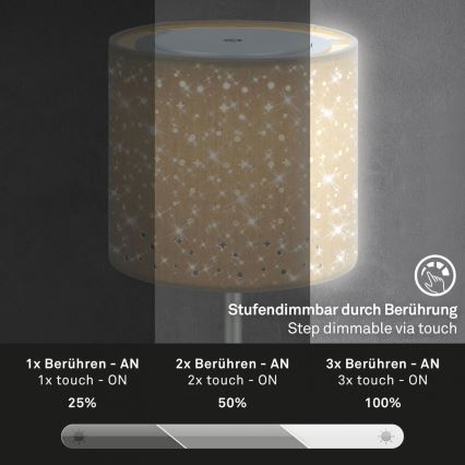 Brilo - LED Dimbaar oplaadbaar buitenshuis tafellamp LOLE LED/3W/5V 2000mAh IP44 zilver/beige