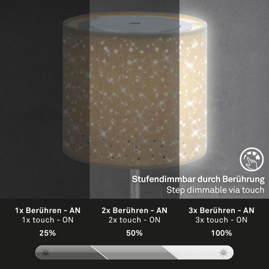 Brilo - LED Dimbaar oplaadbaar buitenshuis tafellamp LOLE LED/3W/5V 2000mAh IP44 zilver/beige