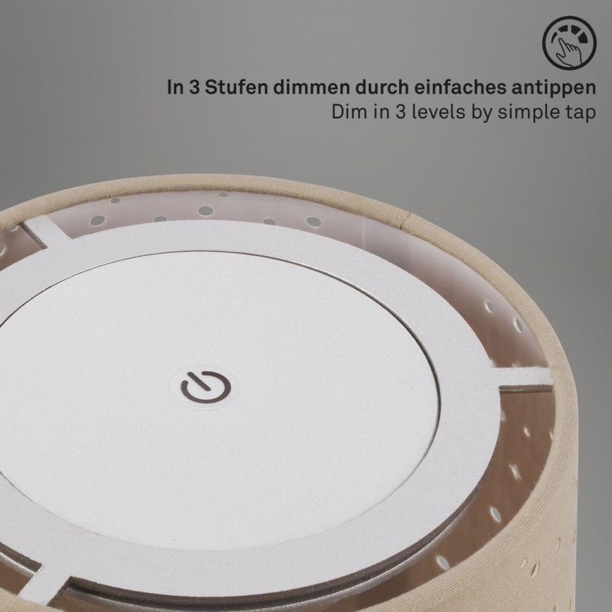 Brilo - LED Dimbaar oplaadbaar buitenshuis tafellamp LOLE LED/3W/5V 2000mAh IP44 zilver/beige