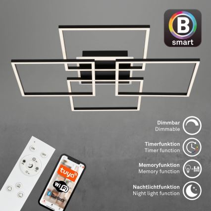 Brilo - LED dimbaar plafondlamp FRAME LED/50W/230V 2700-6500K 72,4x72,4cm zwart Wi-Fi Tuya + afstandsbediening