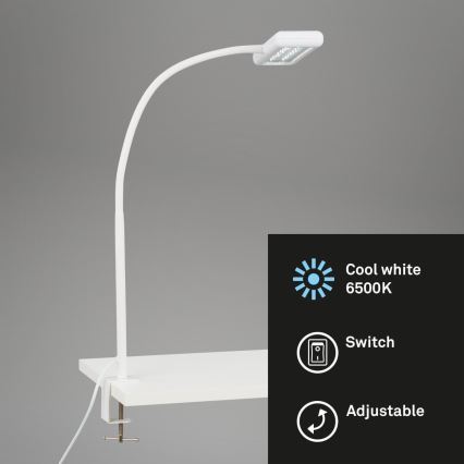 Brilo - LED Flexibel tafellamp met clip TRASNA LED/7,5W/230V wit